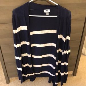Navy and white striped cardigan